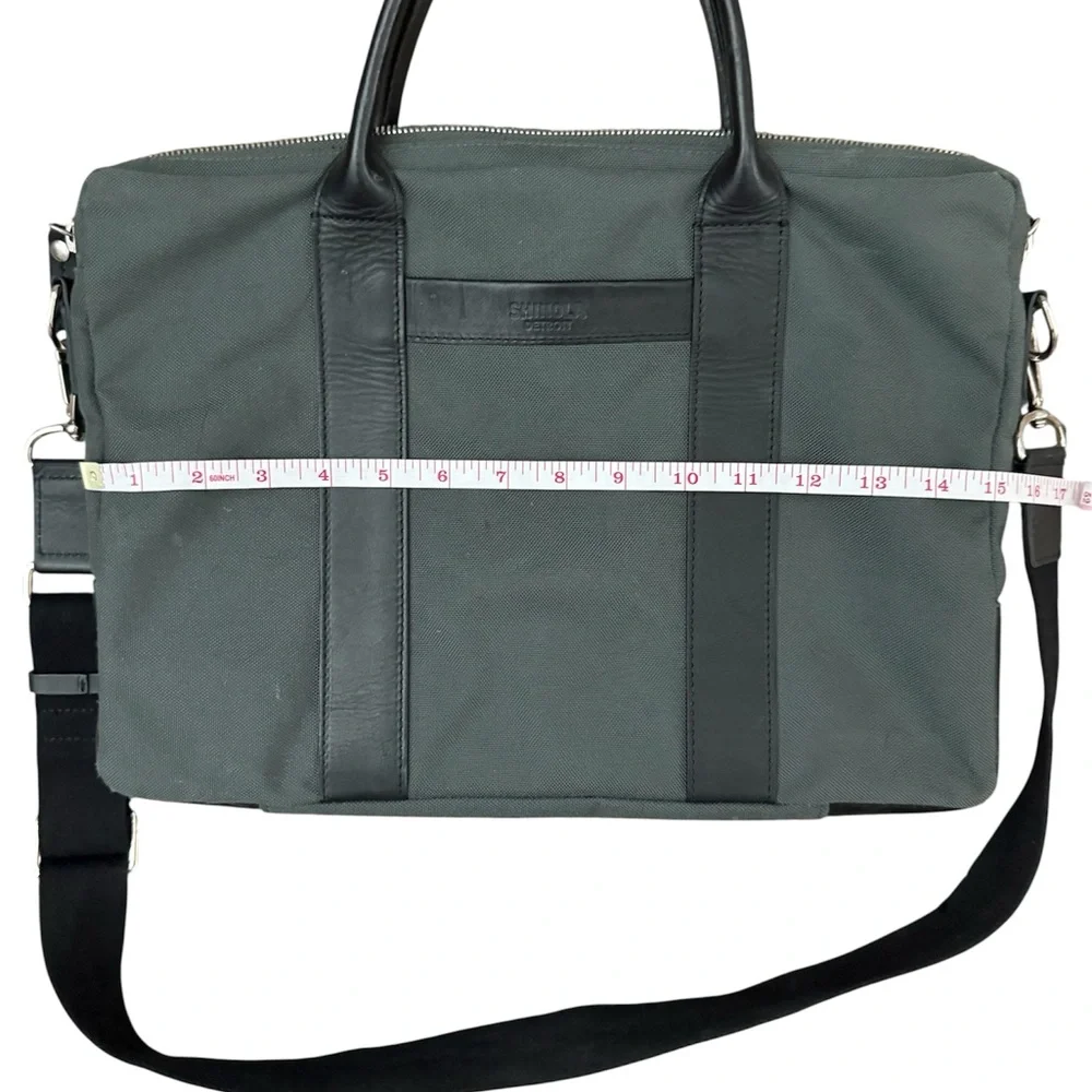Shinola Grey/Black Canvas LeatherMessenger Laptop Bag Briefcase